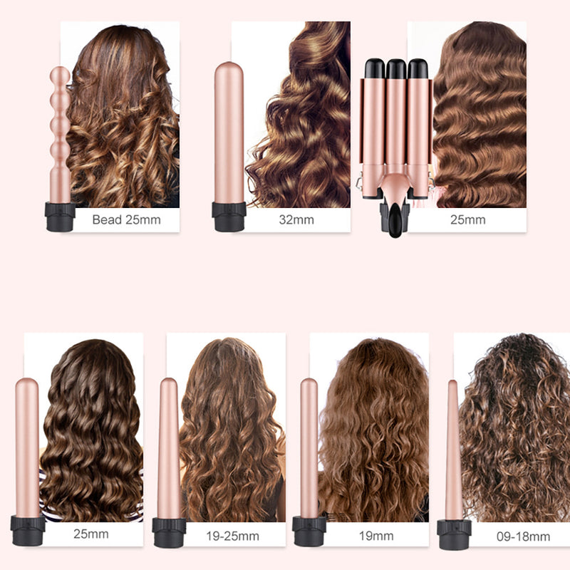 Multi-functional 5-in-1 Hair Curler with Interchangeable Heads