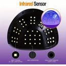 256W High-Power UV LED Nail Lamp With 4 Timer Settings, Automatic Sensor & Smart Display - Fast Gel Polish Curing, Purple & Black Design, Ergonomic Handle For Professional Manicures