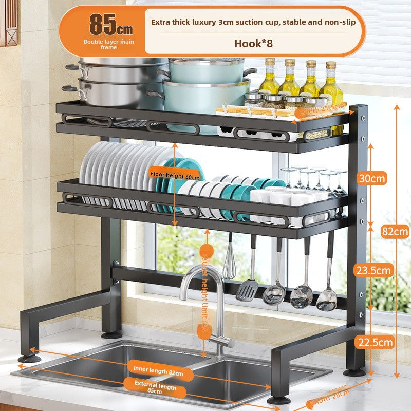 Kitchen Sink Dish Drying Rack with Adjustable Layers