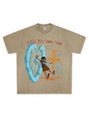 Retro Travis Scott Hip Hop Cartoon Printed Cotton T-Shirt