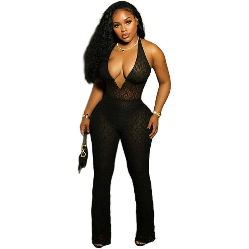 Women's Halterneck Lace Jumpsuit
