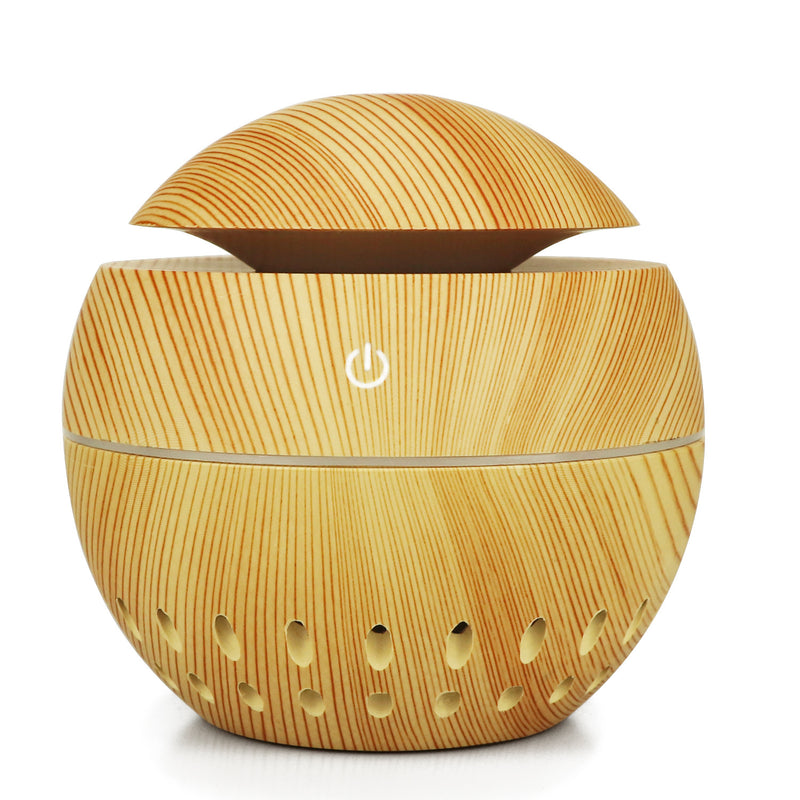 Wood grain humidifier with colorful night light