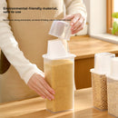 With marked measuring cups and a rice bucket