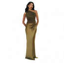 Elegant Off-Shoulder Ruched Satin Dress