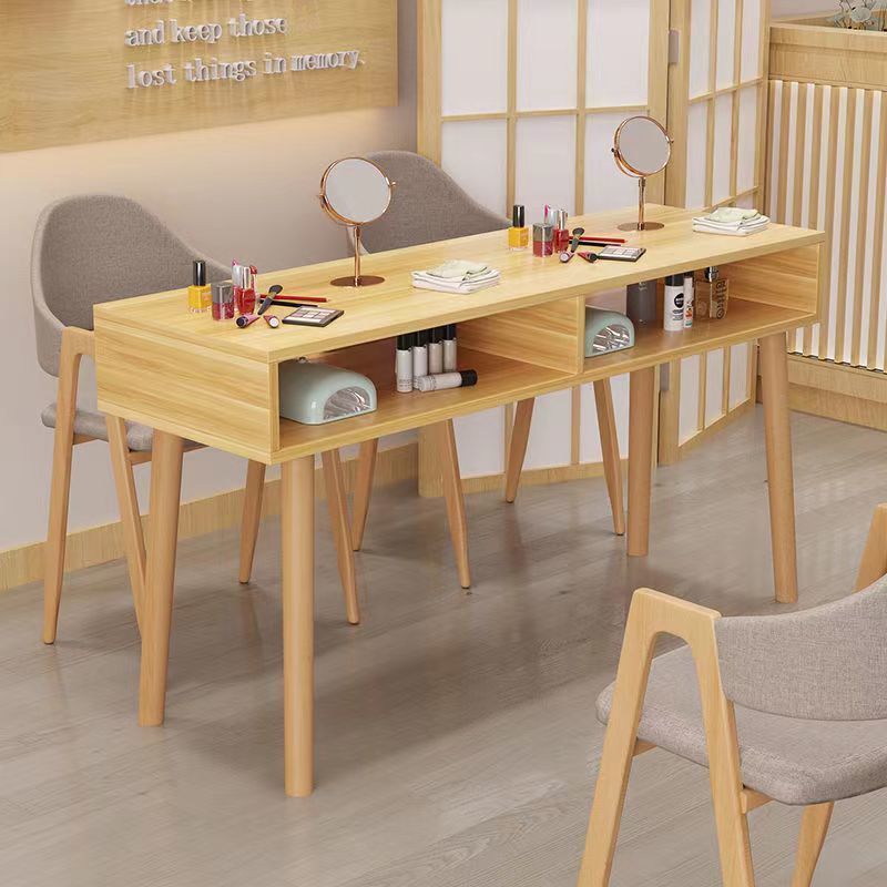 Japanese Style Wooden Nail Table with Drawers for Salon