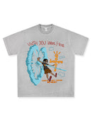 Retro Travis Scott Hip Hop Cartoon Printed Cotton T-Shirt