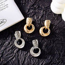 Luxury Hollow Round Moon Rose Gold Silver Color Drop Earrings For Women Micro-wax Inlay Natural Zircon Flower Bridal Wedding Daily Jewelry For Women