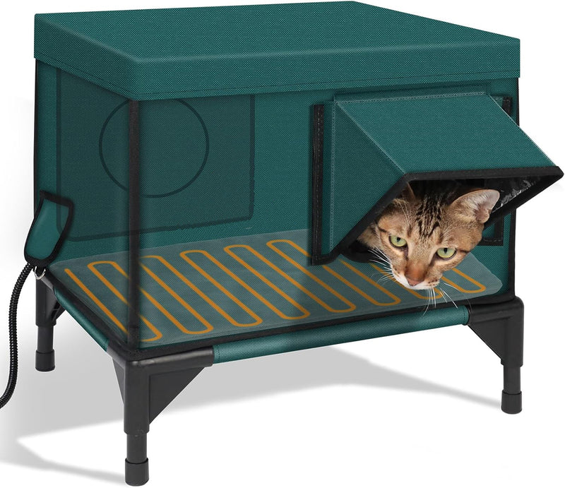Outdoor heated and insulated cat bed