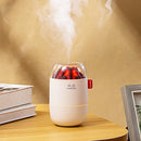 Simulated flame small log burner humidifier