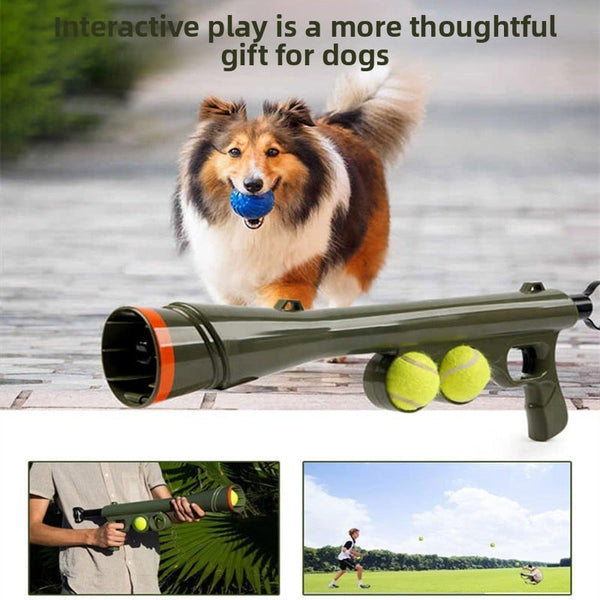 Pet Dog Tennis Launcher Toss Ball Thrower Training Supplies Educational Pet Training Interactive Toy Gun