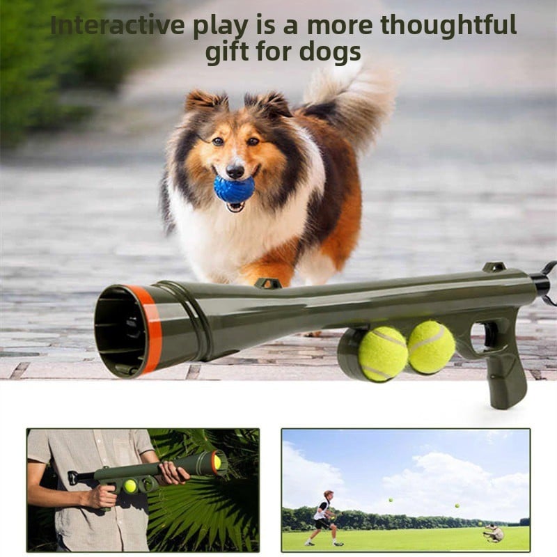 Pet Dog Tennis Launcher Toss Ball Thrower Training Supplies Educational Pet Training Interactive Toy Gun