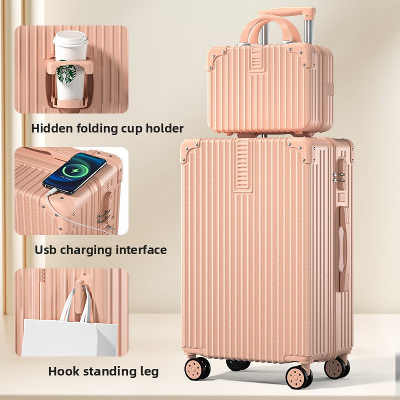 Retro Silent Wheel Travel Luggage Suitcase with Combination Lock