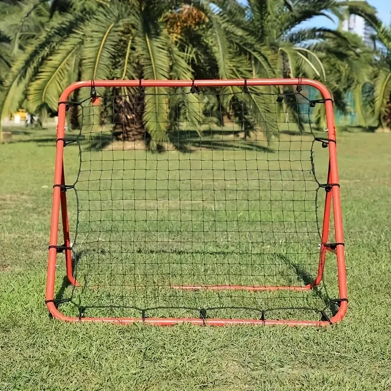 1pc Durable Stainless Steel Red Soccer Rebound Net - Ideal For Football, Golf, Baseball & Lacrosse Practice Versatile Outdoor Sports Training Goal With Mesh Design