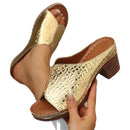 شبشب نسائي مفتوح من الأمام بمقاس كبير، صندل بكعب إسفيني