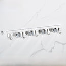 Stainless Steel Wall-Mounted Mop Rack with Hooks and Clips