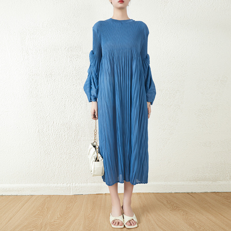 Korean Style Long Sleeve Loose Pleated Skirt