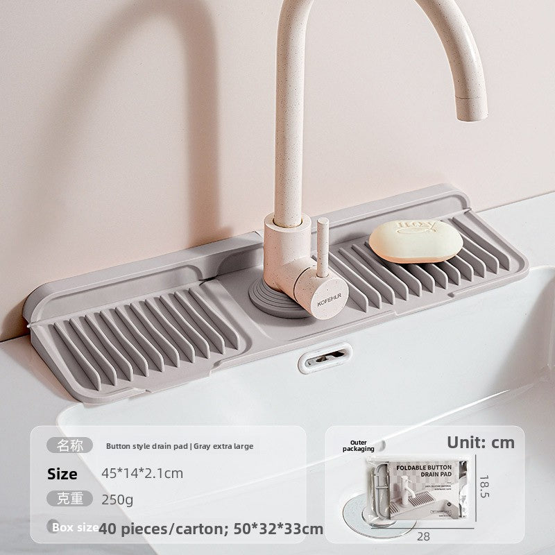 Upgraded Button Silicone Faucet Drain Mat Kitchen Sink Storage Mat Lavatory Mat