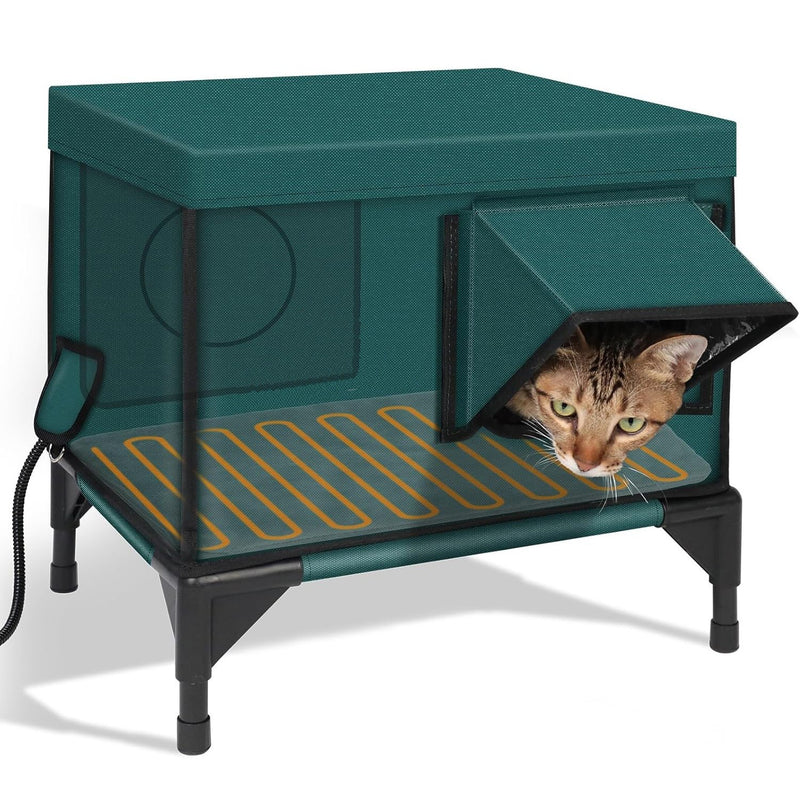 Outdoor heated and insulated cat bed