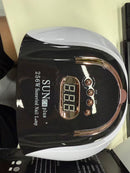 256W High-Power UV LED Nail Lamp With 4 Timer Settings, Automatic Sensor & Smart Display - Fast Gel Polish Curing, Purple & Black Design, Ergonomic Handle For Professional Manicures