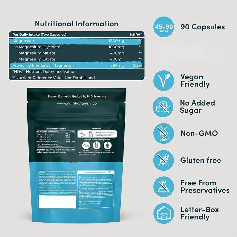 Magnesium Glycinate 3-in-1 Dietary Supplement Capsules