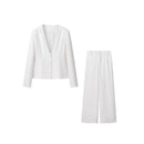 V-neck Suit Coat Straight Wide Leg Pants Two-piece Set