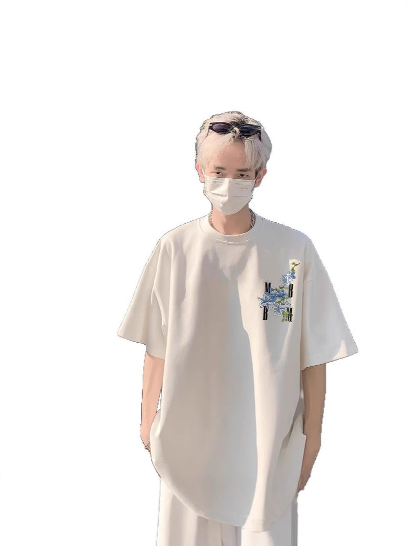 Embroidered Vine Floral Short Sleeve T-Shirt