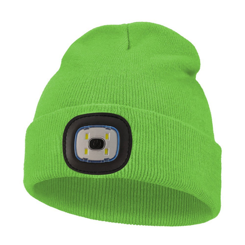 Outdoor sports LED button electronic light knitted hat