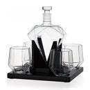 Whiskey Wine Set with Diamond Glass Bottle and Cups