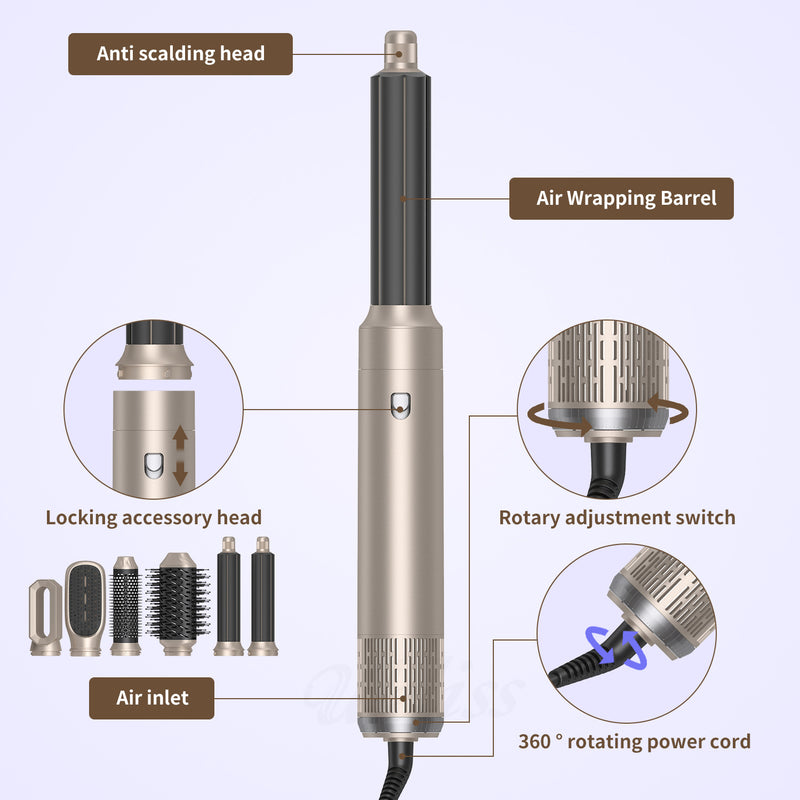 six-in-one noise reduction hair dryer, wind drum, curling iron, all-in-one hair dryer, comb straight hair