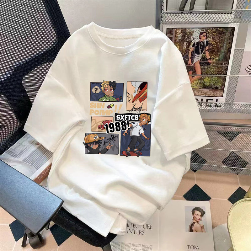 Trendy Summer Bear Print Loose T-Shirt