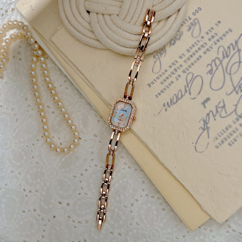 Square Diamond-encrusted Women's Bracelet Watch