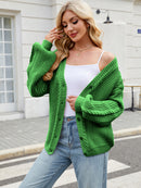 Loose V-Neck Cable Knit Sweater Cardigan