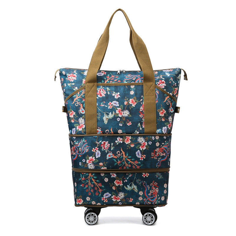 Wheeled Travel Luggage Bag with Water-Repellent Oxford Fabric