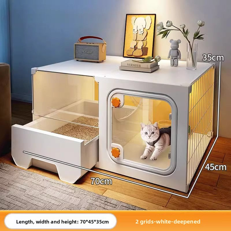 Indoor Villa-Style Cat House with Litter Box
