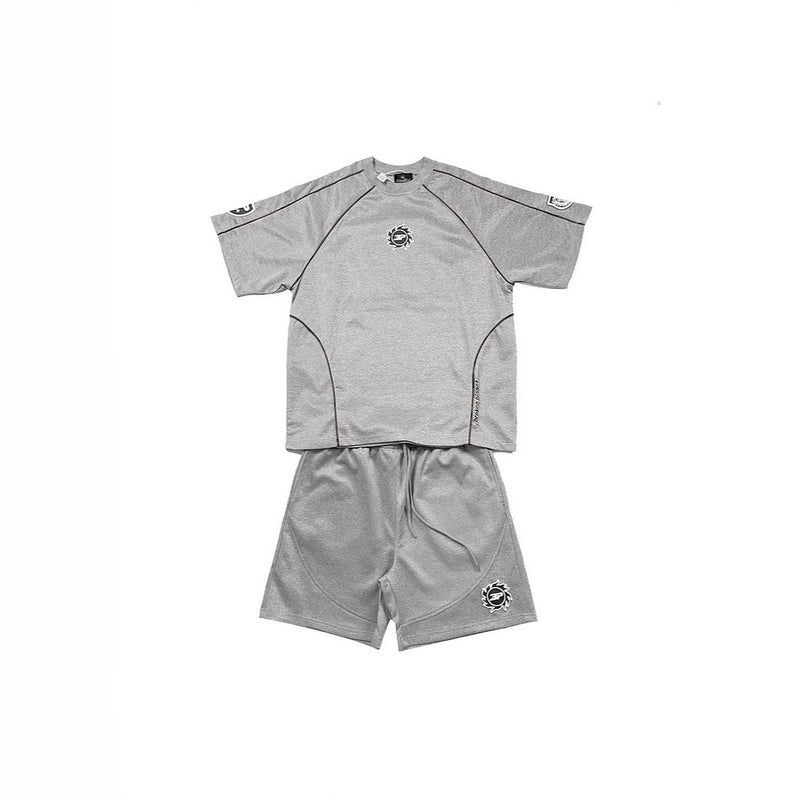 Printed letter-stitched T-shirt set