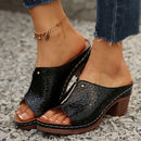 شبشب نسائي مفتوح من الأمام بمقاس كبير، صندل بكعب إسفيني