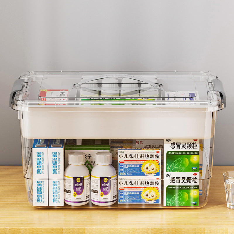 Portable Multi-Layer Transparent Medicine Storage Box