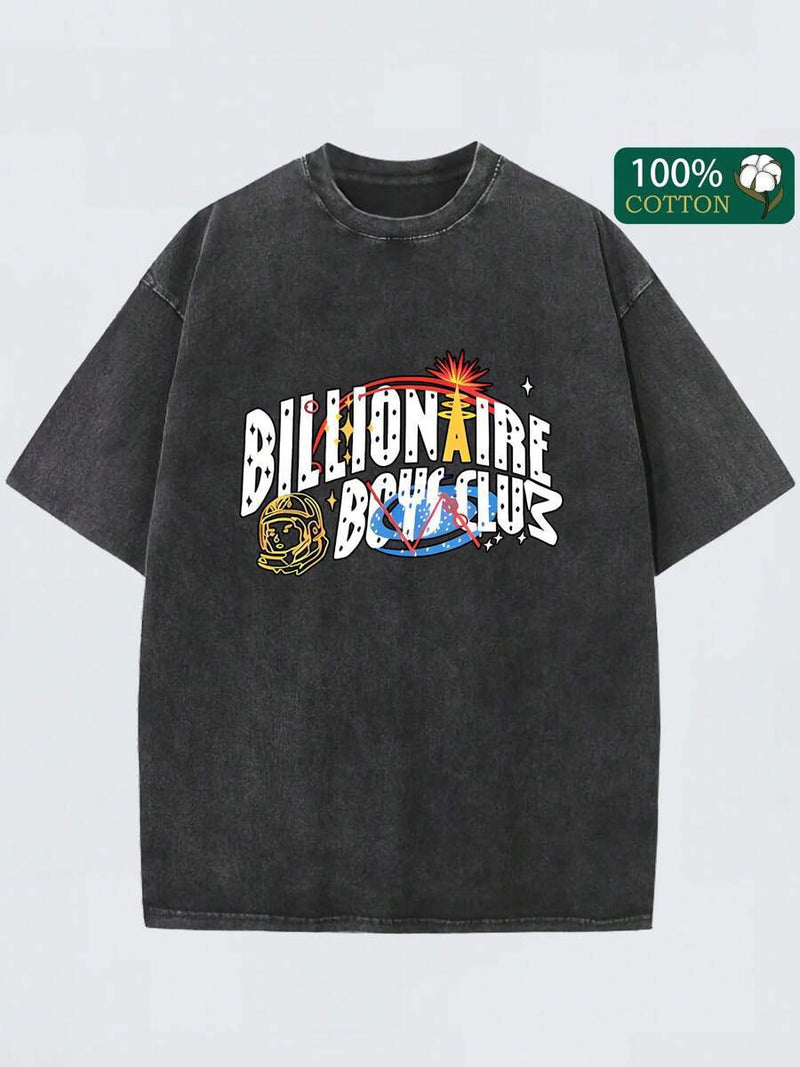 Retro Washed Cotton Short Sleeve Printed T-Shirt