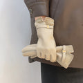 Winter Fleece-Lined PU Leather Touchscreen Gloves