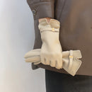 Winter Fleece-Lined PU Leather Touchscreen Gloves