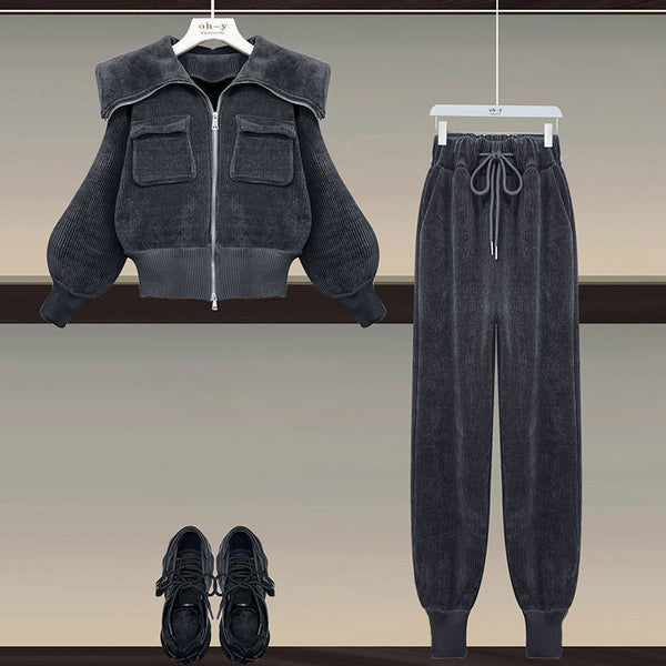 Women's Corduroy Suit Leisure Sports Two-piece Set