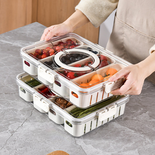 Transparent Compartment Food Storage Box with Handles