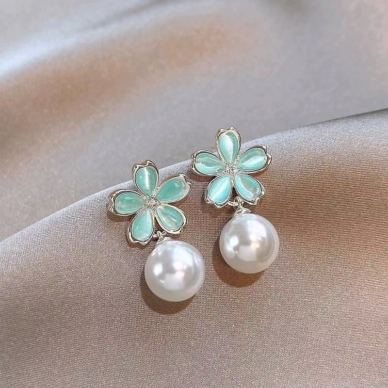 S925 Silver Pearl Earrings Elegant Light Luxury Fashion Jewelry