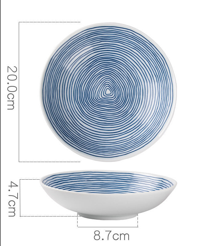 Creative Annual Ring Line Ceramic Dinner Plate Set