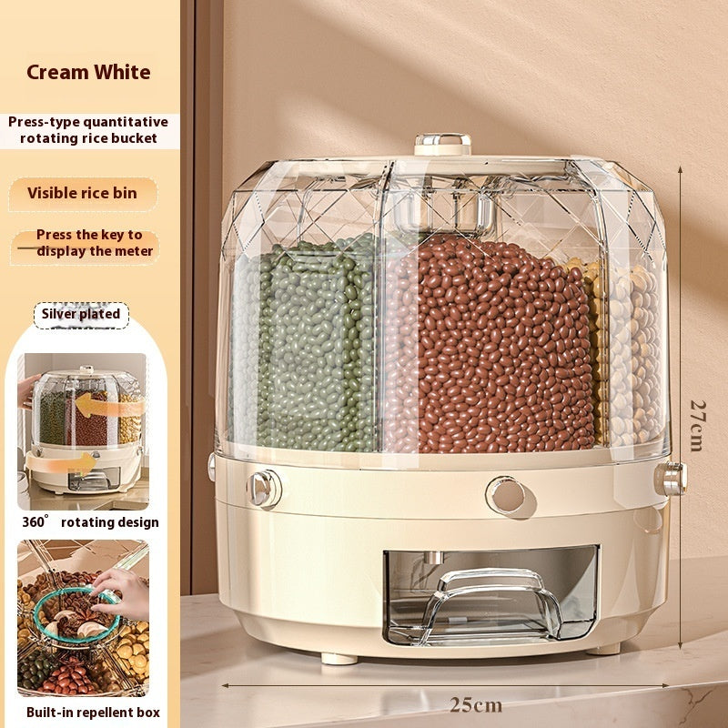 Wholesale Cereals Storage Box Rotatable Rice Bucket Insect-proof Moisture-proof Sealed Household Separated Rice Storage Box Rice Jar