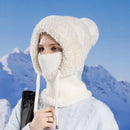 Winter Velvet Knitted Hat with Scarf and Mask