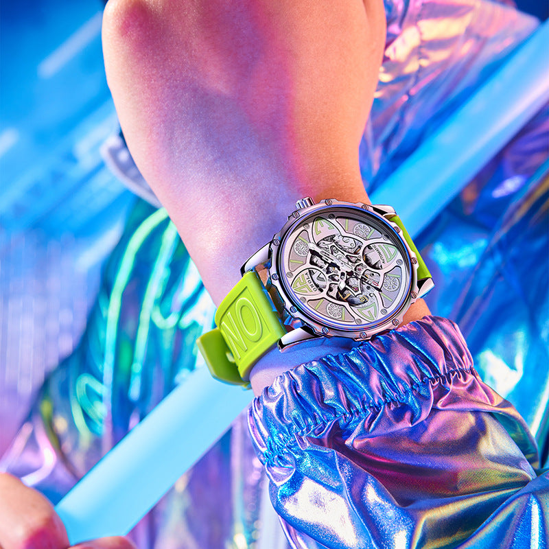 Automatic Mechanical Watch with Silicone Strap