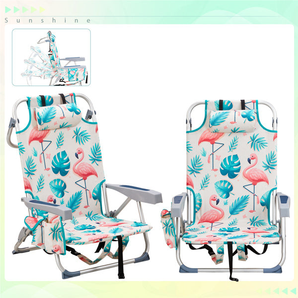 63x65x82cm, Flamingo Motif, Aluminum, Beach Chair, Oxford Cloth