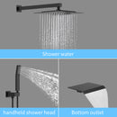 Rain Shower System Brushed Nickel Tub Shower Faucet Set 10 Inch Square Rainfall Shower Head With Handheld Sprayer And Waterfall Tub Spout Pressure Balance Rough In Valve Shower Mixer Combo