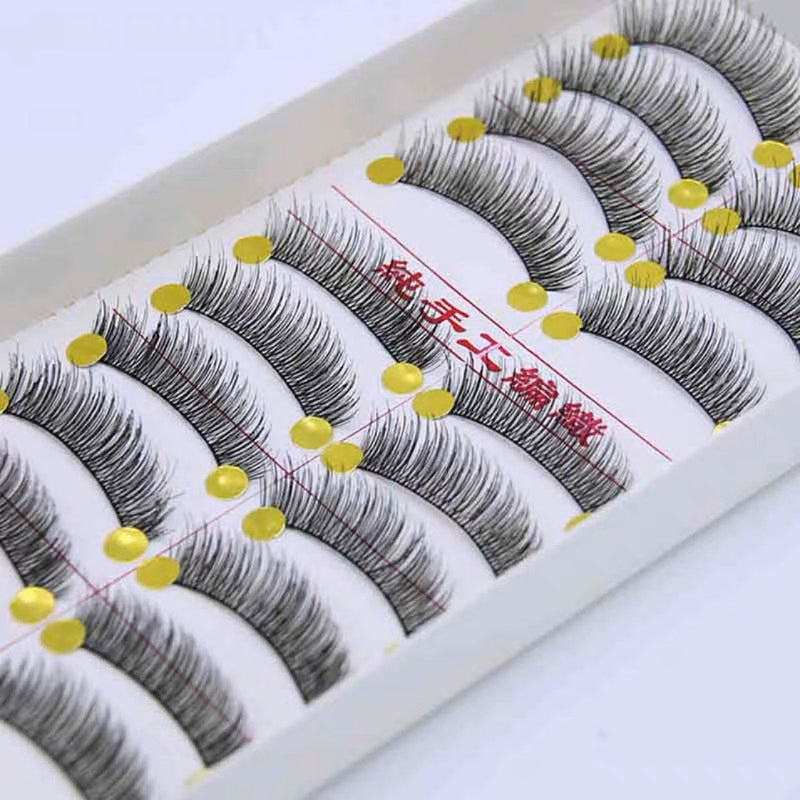 Thick false eyelashes are all handmade